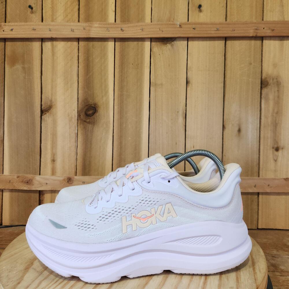 Hoka One One Bondi 9 Shoes Womens 10 B White Mesh Running Sneakers 1122012